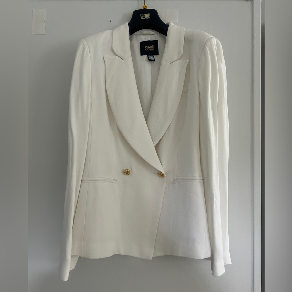 Roberto Cavalli Class Women's Designer White Blazer